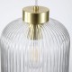 Searchlight-NIK-SP1-SB+01NIK-CL - Nikita - Satin Brass Pendant with Clear Ribbed Glass ∅ 20 cm
