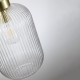 Searchlight-NIK-SP1-SB+01NIK-CL - Nikita - Satin Brass Pendant with Clear Ribbed Glass ∅ 20 cm