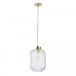Nikita - Satin Brass Pendant with Clear Ribbed Glass ∅ 20 cm Nikita - Satin Brass Pendant with Clear Ribbed Glass ∅ 20 cm
