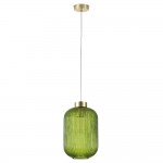 Nikita - Satin Brass Pendant with Green Ribbed Glass ∅ 20 cm Nikita - Satin Brass Pendant with Green Ribbed Glass ∅ 20 cm