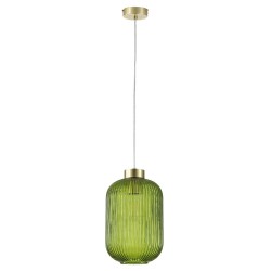 Nikita - Satin Brass Pendant with Green Ribbed Glass ∅ 20 cm Nikita - Satin Brass Pendant with Green Ribbed Glass ∅ 20 cm