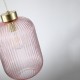 Searchlight-NIK-SP1-SB+01NIK-PI - Nikita - Satin Brass Pendant with Pink Ribbed Glass ∅ 20 cm