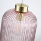 Searchlight-NIK-SP1-SB+01NIK-PI - Nikita - Satin Brass Pendant with Pink Ribbed Glass ∅ 20 cm