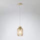 Ceiling Lights - Nikita - Satin Brass Pendant with Amber Ribbed Glass ∅ 14 cm Searchlight-NIK-SP1-SB+02NIK-AM - Nikita - Satin Brass Pendant with Amber Ribbed Glass ∅ 14 cm