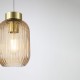 Ceiling Lights - Nikita - Satin Brass Pendant with Amber Ribbed Glass ∅ 14 cm Searchlight-NIK-SP1-SB+02NIK-AM - Nikita - Satin Brass Pendant with Amber Ribbed Glass ∅ 14 cm