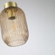Ceiling Lights - Nikita - Satin Brass Pendant with Amber Ribbed Glass ∅ 14 cm Searchlight-NIK-SP1-SB+02NIK-AM - Nikita - Satin Brass Pendant with Amber Ribbed Glass ∅ 14 cm