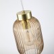 Ceiling Lights - Nikita - Satin Brass Pendant with Amber Ribbed Glass ∅ 14 cm Searchlight-NIK-SP1-SB+02NIK-AM - Nikita - Satin Brass Pendant with Amber Ribbed Glass ∅ 14 cm