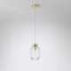 Searchlight-NIK-SP1-SB+02NIK-CL - Nikita - Satin Brass Pendant with Clear Ribbed Glass ∅ 14 cm