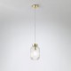 Searchlight-NIK-SP1-SB+02NIK-CL - Nikita - Satin Brass Pendant with Clear Ribbed Glass ∅ 14 cm
