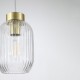 Searchlight-NIK-SP1-SB+02NIK-CL - Nikita - Satin Brass Pendant with Clear Ribbed Glass ∅ 14 cm
