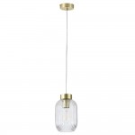 Nikita - Satin Brass Pendant with Clear Ribbed Glass ∅ 14 cm Nikita - Satin Brass Pendant with Clear Ribbed Glass ∅ 14 cm