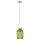 - Nikita - Satin Brass Pendant with Green Ribbed Glass ∅ 14 cm Searchlight-NIK-SP1-SB+02NIK-GR - Nikita - Satin Brass Pendant with Green Ribbed Glass ∅ 14 cm