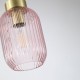 Searchlight-NIK-SP1-SB+02NIK-PI - Nikita - Satin Brass Pendant with Pink Ribbed Glass ∅ 14 cm