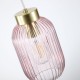 Searchlight-NIK-SP1-SB+02NIK-PI - Nikita - Satin Brass Pendant with Pink Ribbed Glass ∅ 14 cm