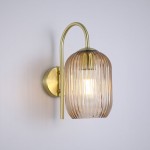 Nikita - Satin Brass Wall Lamp with Amber Ribbed Glass Nikita - Satin Brass Wall Lamp with Amber Ribbed Glass