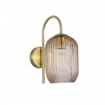 Nikita - Satin Brass Wall Lamp with Amber Ribbed Glass Nikita - Satin Brass Wall Lamp with Amber Ribbed Glass