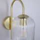 Searchlight-NIK-WB-SB+02NIK-CL - Nikita - Satin Brass Wall Lamp with Clear Ribbed Glass