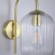 Searchlight-NIK-WB-SB+02NIK-CL - Nikita - Satin Brass Wall Lamp with Clear Ribbed Glass