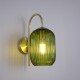 Searchlight-NIK-WB-SB+02NIK-GR - Nikita - Satin Brass Wall Lamp with Green Ribbed Glass