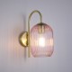 Searchlight-NIK-WB-SB+02NIK-PI - Nikita - Satin Brass Wall Lamp with Pink Ribbed Glass