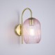 Searchlight-NIK-WB-SB+02NIK-PI - Nikita - Satin Brass Wall Lamp with Pink Ribbed Glass
