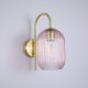 Searchlight-NIK-WB-SB+02NIK-PI - Nikita - Satin Brass Wall Lamp with Pink Ribbed Glass