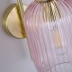 Searchlight-NIK-WB-SB+02NIK-PI - Nikita - Satin Brass Wall Lamp with Pink Ribbed Glass