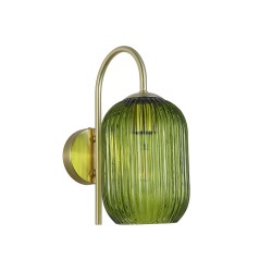Nikita - Satin Brass Wall Lamp with Green Ribbed Glass Nikita - Satin Brass Wall Lamp with Green Ribbed Glass