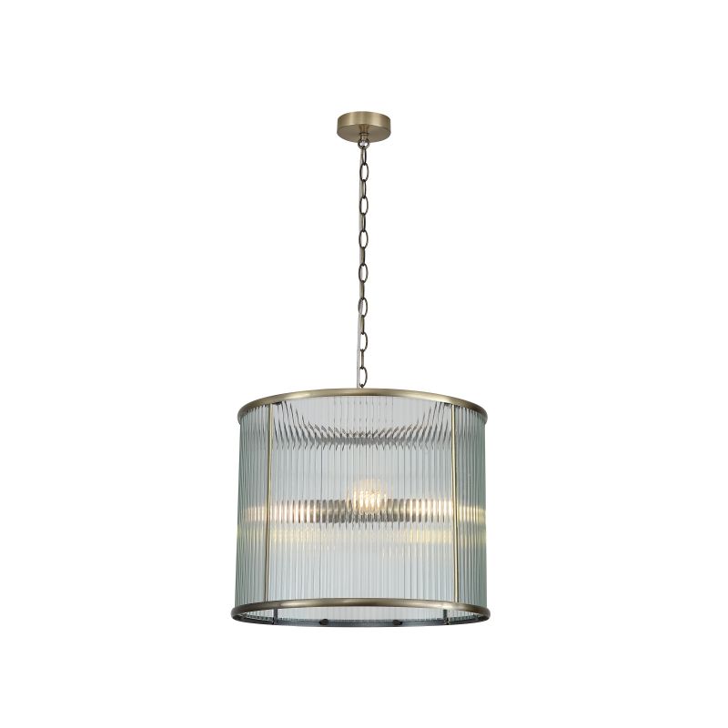 Ceiling Lights - Gatsby - Antique Brass 4 Light Pendant with Ribbed Glass Searchlight-04GAT-AB - Gatsby - Antique Brass 4 Light Pendant with Ribbed Glass