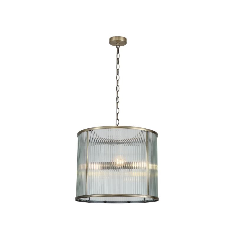 Ceiling Lights - Gatsby - Antique Brass 4 Light Pendant with Ribbed Glass Searchlight-04GAT-AB - Gatsby - Antique Brass 4 Light Pendant with Ribbed Glass