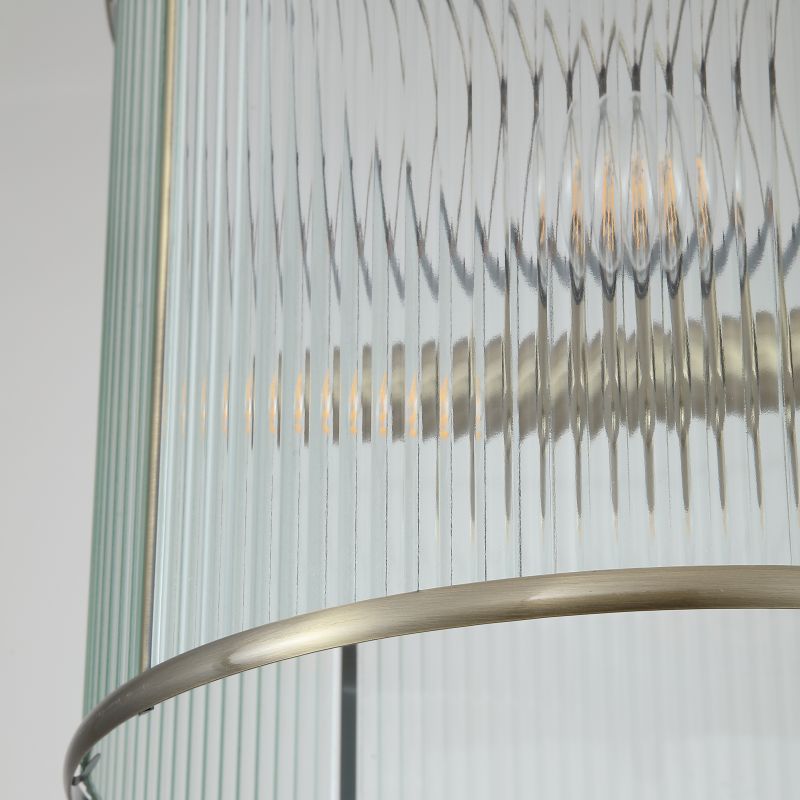 Ceiling Lights - Gatsby - Antique Brass 4 Light Pendant with Ribbed Glass Searchlight-04GAT-AB - Gatsby - Antique Brass 4 Light Pendant with Ribbed Glass