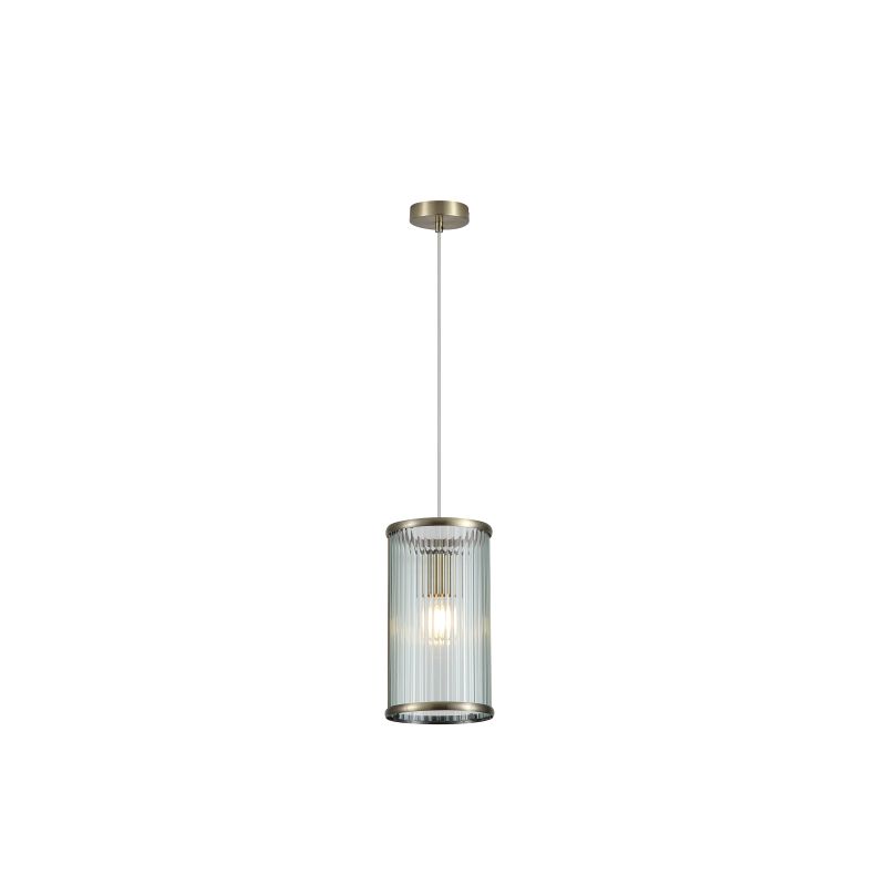 Ceiling Lights - Gatsby - Antique Brass Pendant with Ribbed Glass Searchlight-01GAT-AB - Gatsby - Antique Brass Pendant with Ribbed Glass