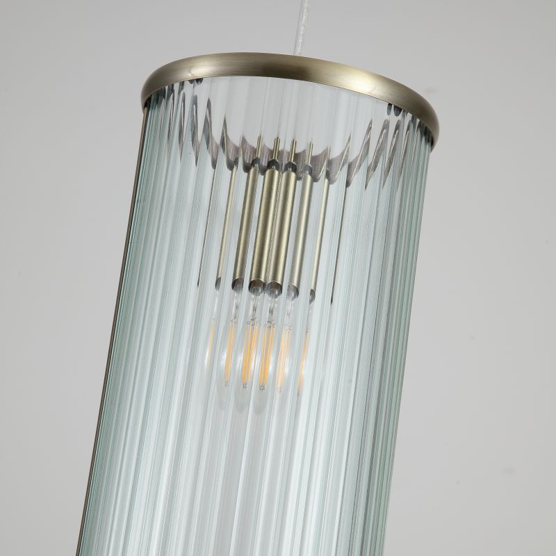 Ceiling Lights - Gatsby - Antique Brass Pendant with Ribbed Glass Searchlight-01GAT-AB - Gatsby - Antique Brass Pendant with Ribbed Glass