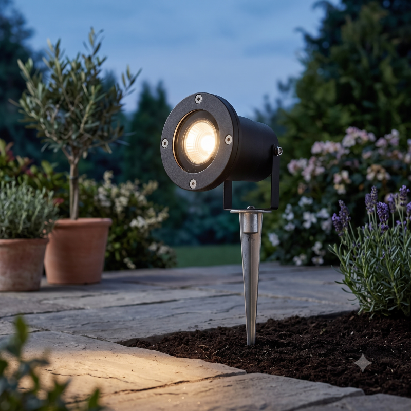 Searchlight-5001BK - Spikey - Outdoor Black & Clear Glass Spike Spots