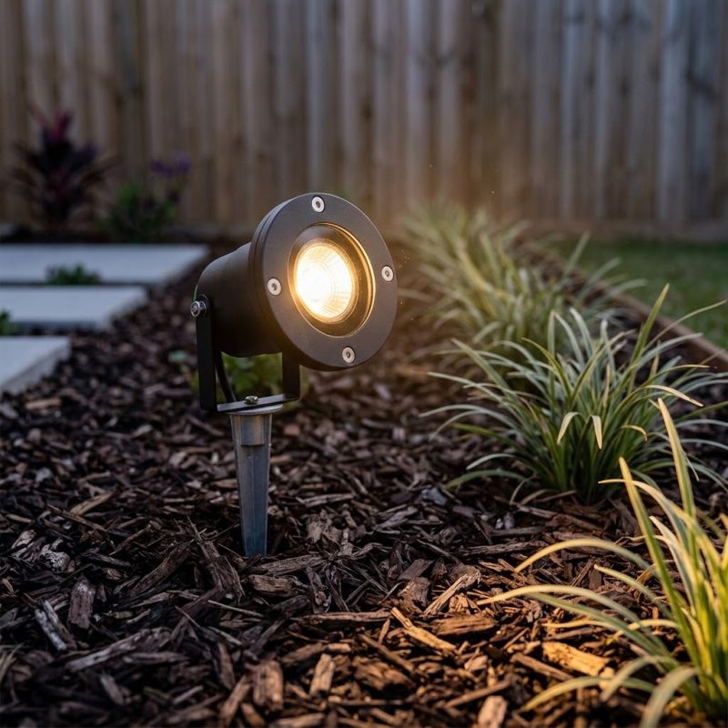 Searchlight-5001BK - Spikey - Outdoor Black & Clear Glass Spike Spots
