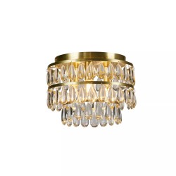 Alice - Satin Brass 3 Light Semi Flush with Clear Glass Drops
