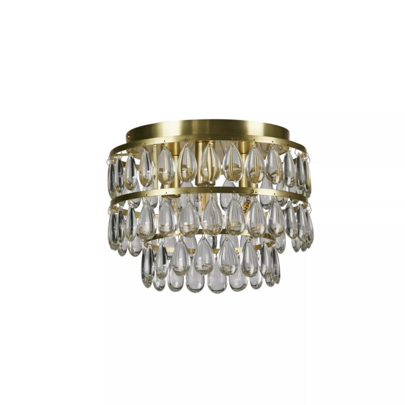 Prism-74271 - Alice - Satin Brass 3 Light Semi Flush with Clear Glass Drops