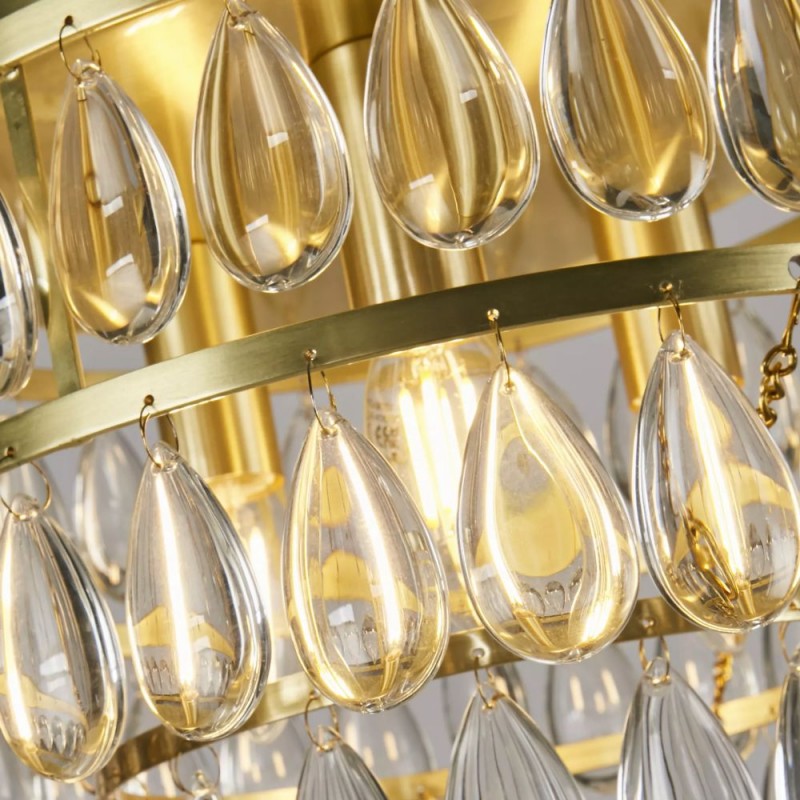 Prism-74271 - Alice - Satin Brass 3 Light Semi Flush with Clear Glass Drops