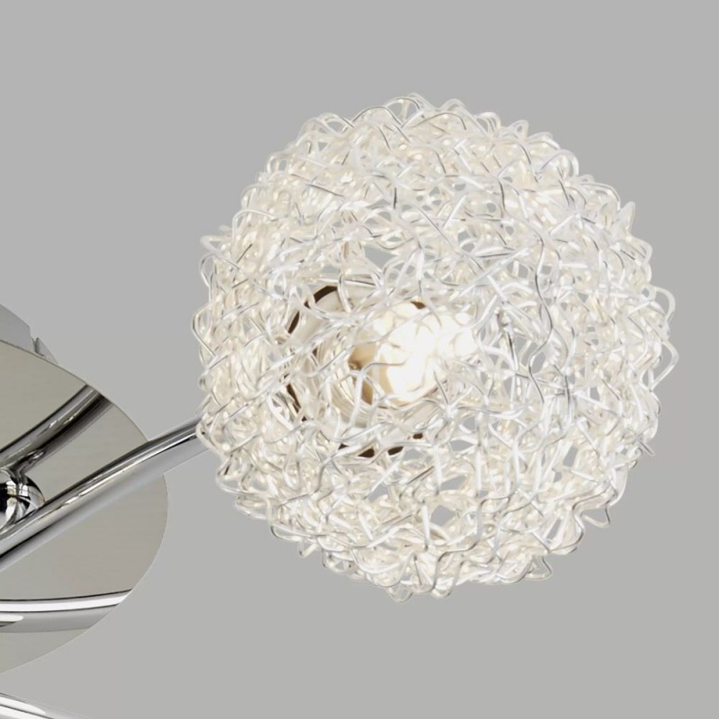 Searchlight-700011 - Mesh - Chrome 5 Light Semi Flush with Aluminium Wire Shades
