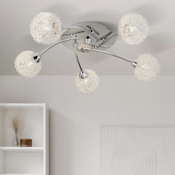 Mesh - Chrome 5 Light Semi Flush with Aluminium Wire Shades