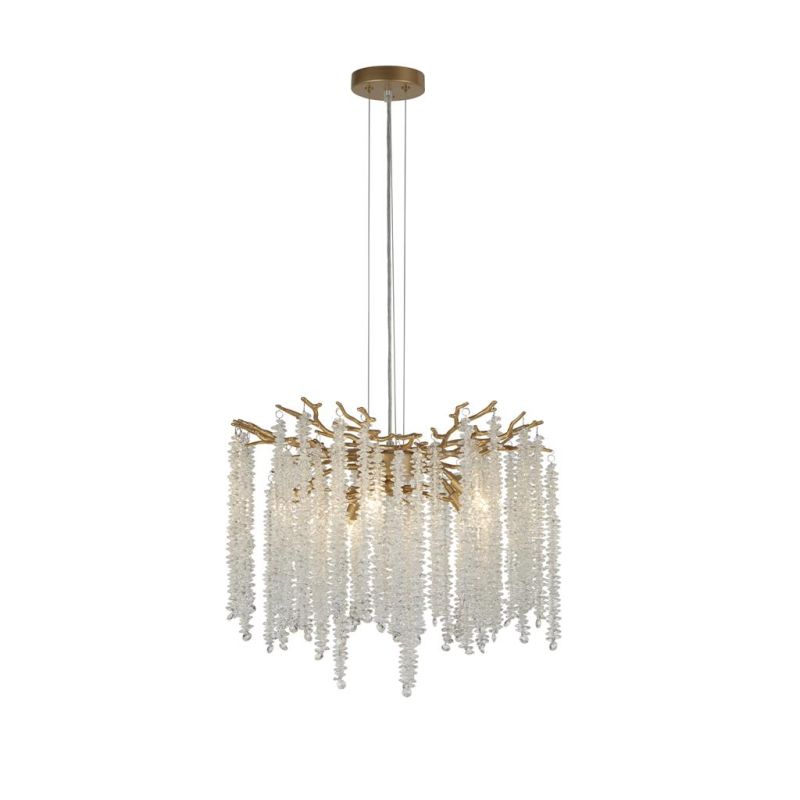 Prism-74283 - Willow - Matt Gold 5 Light Centre Fitting with Crystal