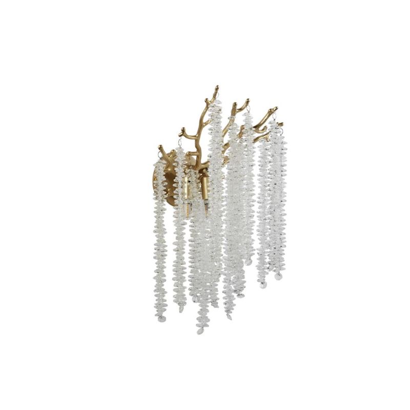 Prism-74284 - Willow - Matt Gold 2 Light Wall Lamp with Crystal