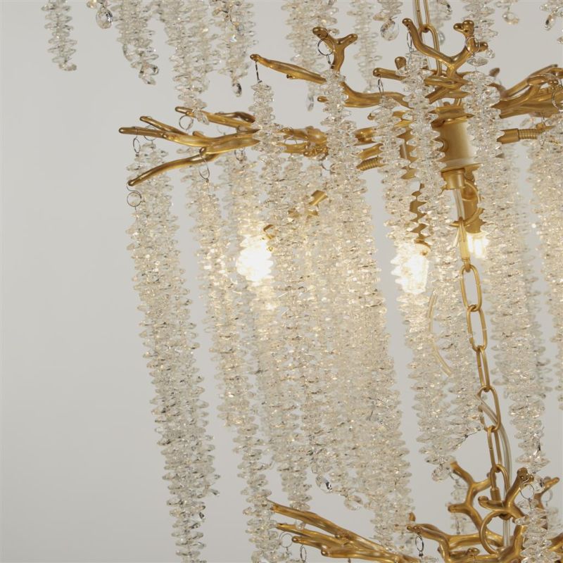 Prism-74285 - Willow - Matt Gold 21 Light Centre Fitting with Crystal