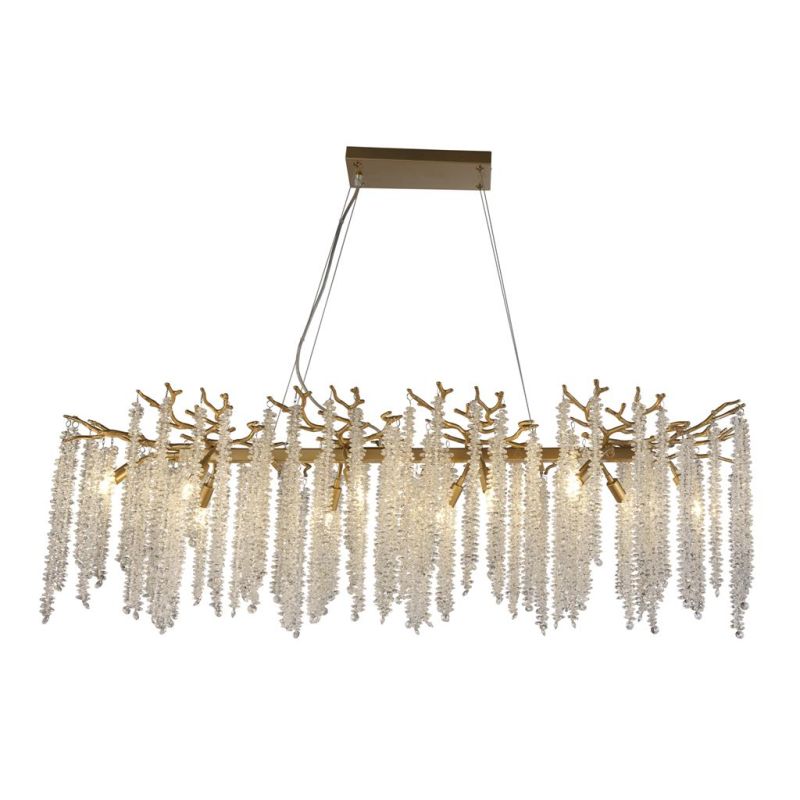 Prism-74286 - Willow - Matt Gold 10 Light over Island Fitting with Crystal