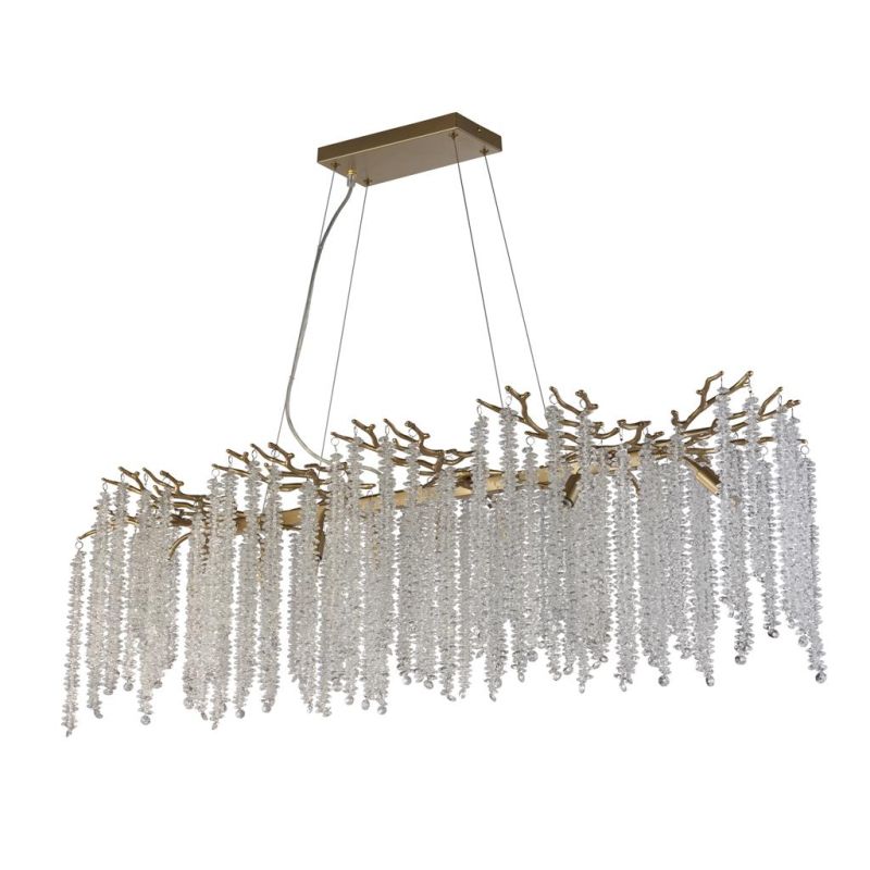 Prism-74286 - Willow - Matt Gold 10 Light over Island Fitting with Crystal