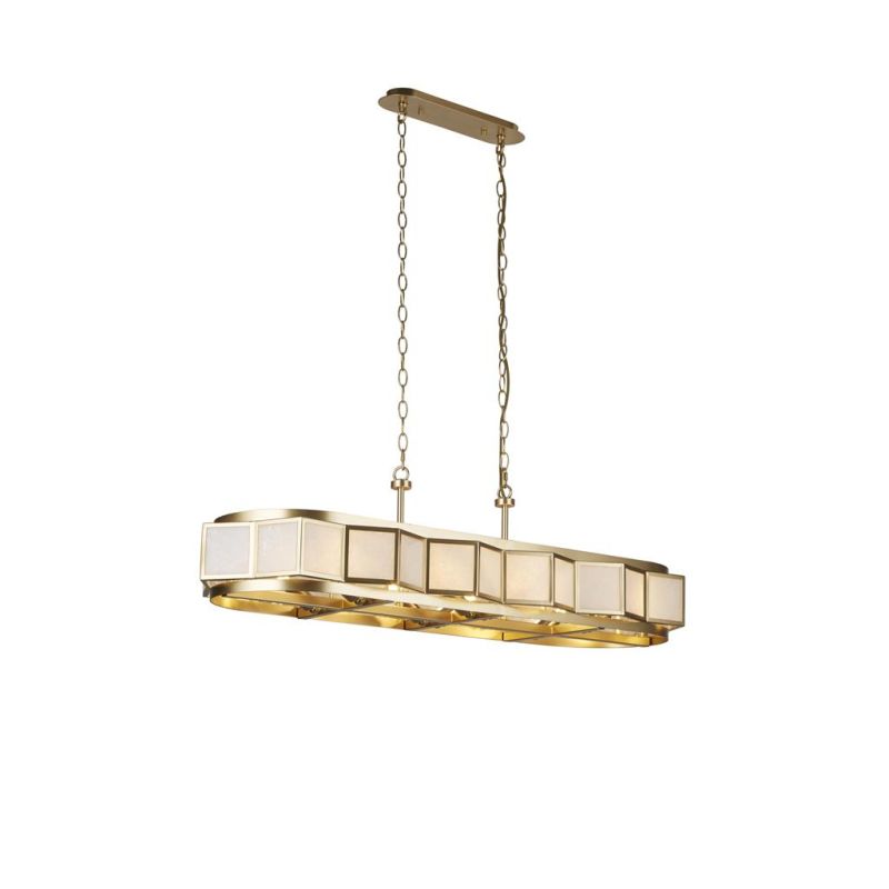 Prism-74212 - Laurel - Gold 8 Light over Island Fitting with White Acrylic Shade