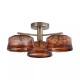 Prism-83203 - May - Antique Brass 3 Light Semi Flush with Brown Milky Glass