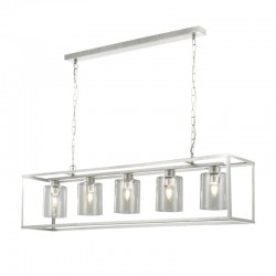 Cage - Satin Silver with 5 Clear Glass over Island Fitting Cage - Satin Silver with 5 Clear Glass over Island Fitting