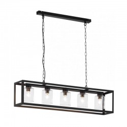 Cage - Black with Clear Glass 5 Light over Island Fitting Cage - Black with Clear Glass 5 Light over Island Fitting