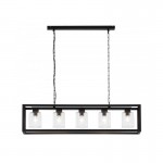 Cage - Black with Clear Glass 5 Light over Island Fitting Cage - Black with Clear Glass 5 Light over Island Fitting